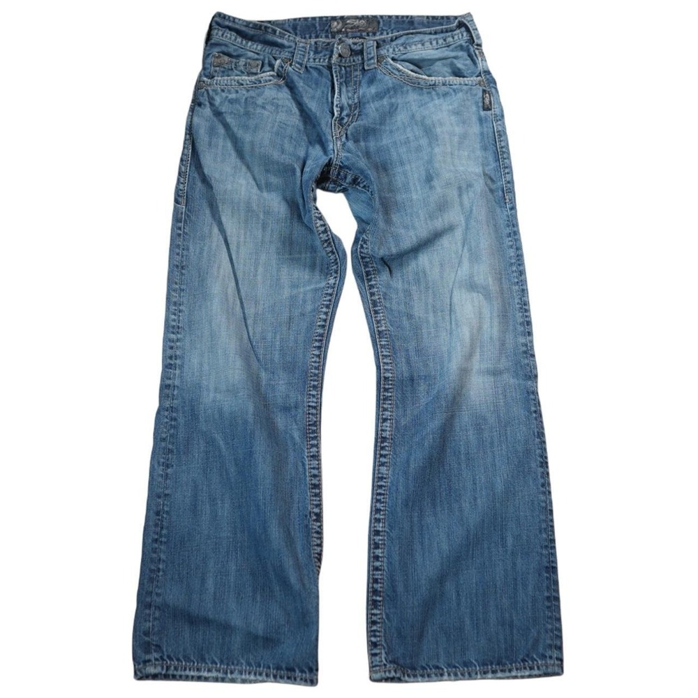 Vintage Silver Men's Blue Bootcut Denim Jeans Zac Model 33x27 Y2K
